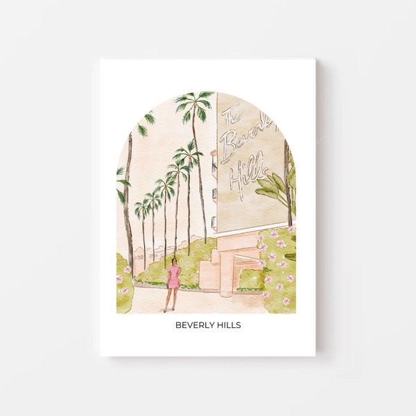 Beverly Hills Hotel California travel art prints gift idea by Nina Maric artist