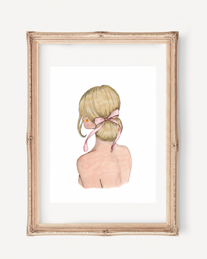 Print Pink Watercolor Ribbon Art (blonde) – Elegant Feminine Wall Art