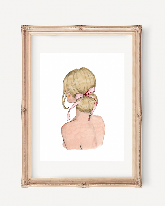 Print Pink Watercolor Ribbon Art (blonde) – Elegant Feminine Wall Art