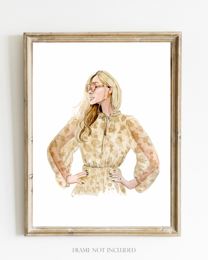 Safari Print Fashion Girl Wall Art - Fashion Illustration Art Print