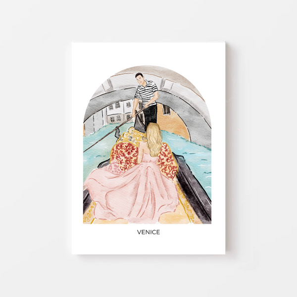 Girl in Venice - Travel Art Print - dome background