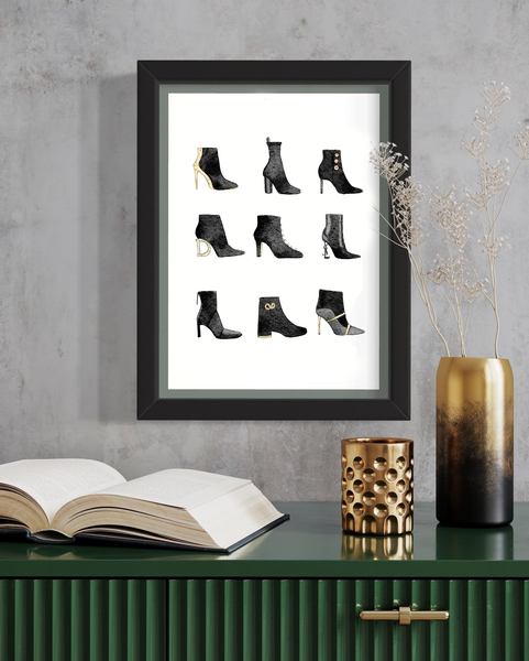 monochrome art print black shoes by Nina Maric