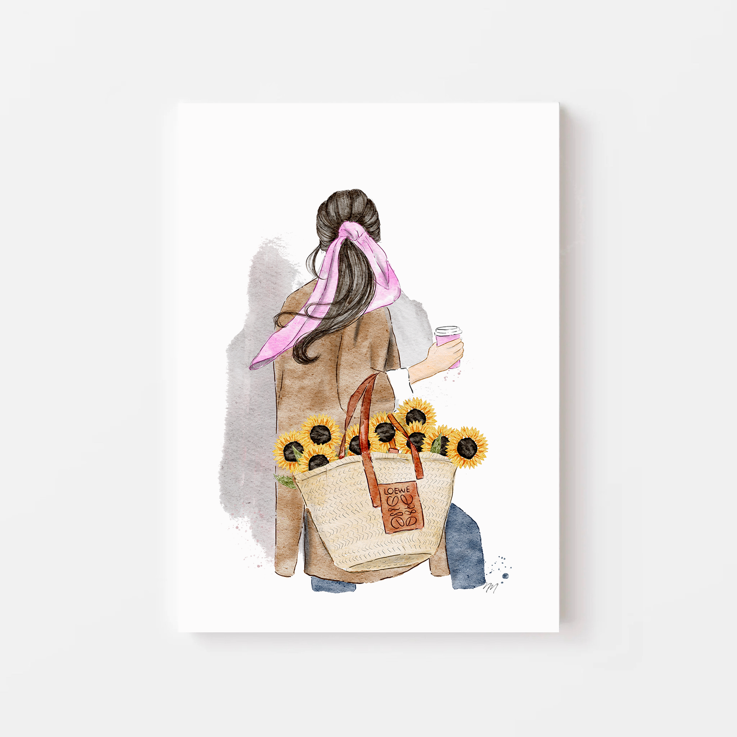 Wall decor fashion illustration sunflowers by Nina Maric