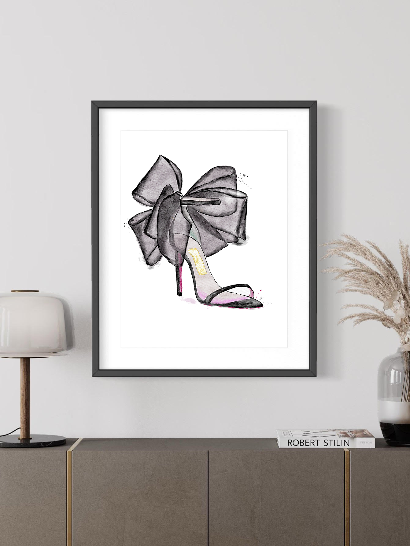 Home decor for elegant homes black shoe art by Nina Maric 