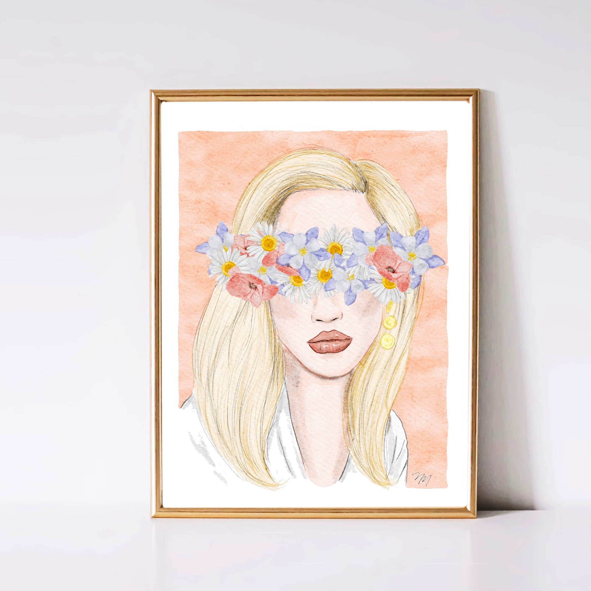 Watercolor painting print floral fashion illustration by Nina Maric