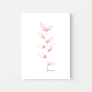 Botanical watercolor home decor delicate pink art by Nina Maric Illustrations