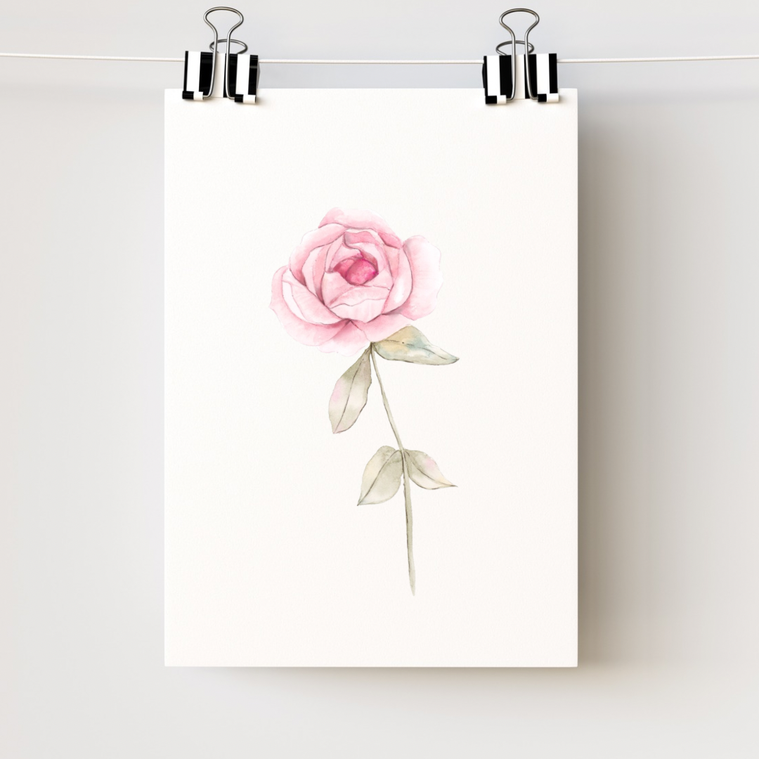 Flower Wall Art - Delicate Watercolor Rose