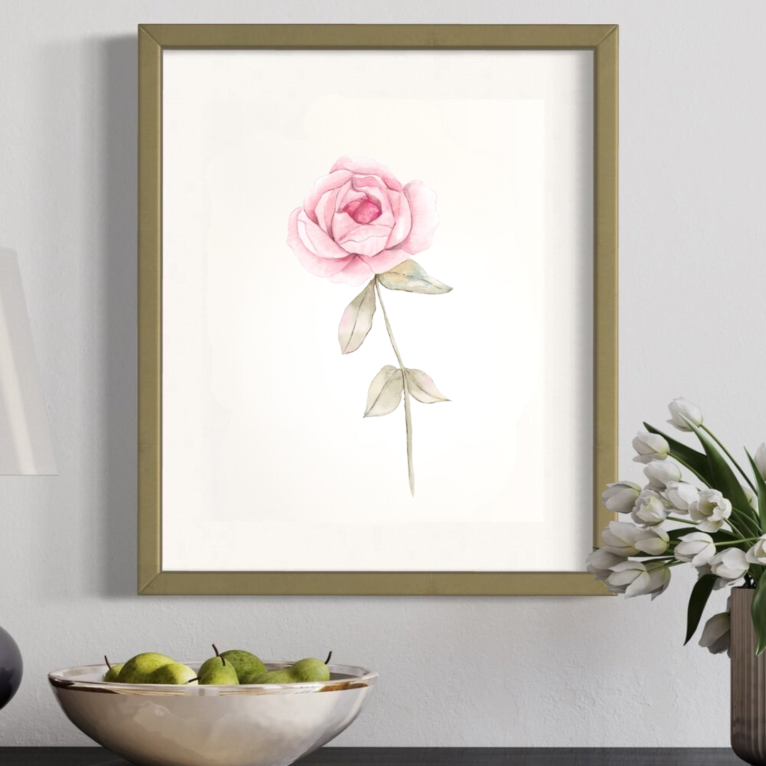 Flower Wall Art - Delicate Watercolor Rose
