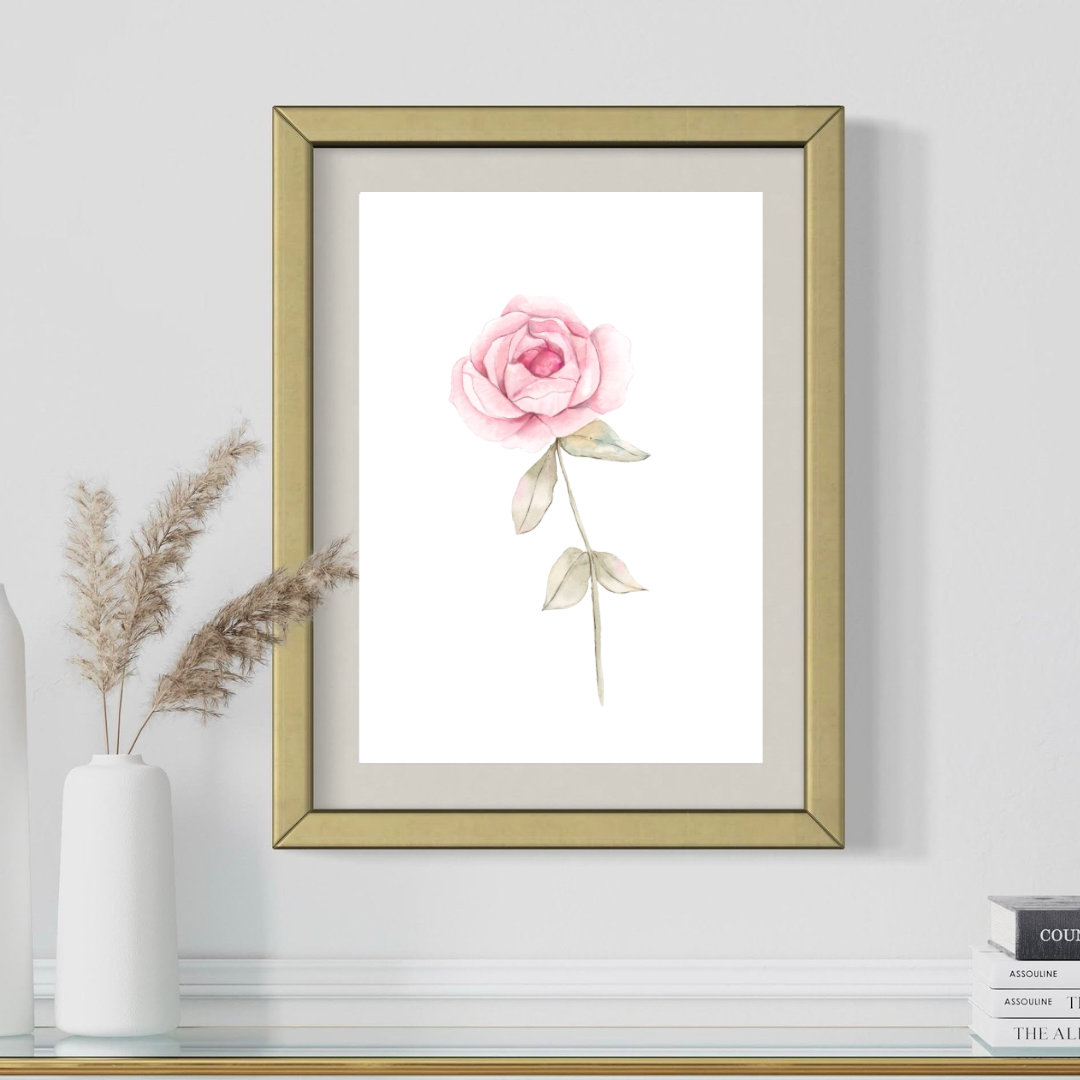 Flower Wall Art - Delicate Watercolor Rose
