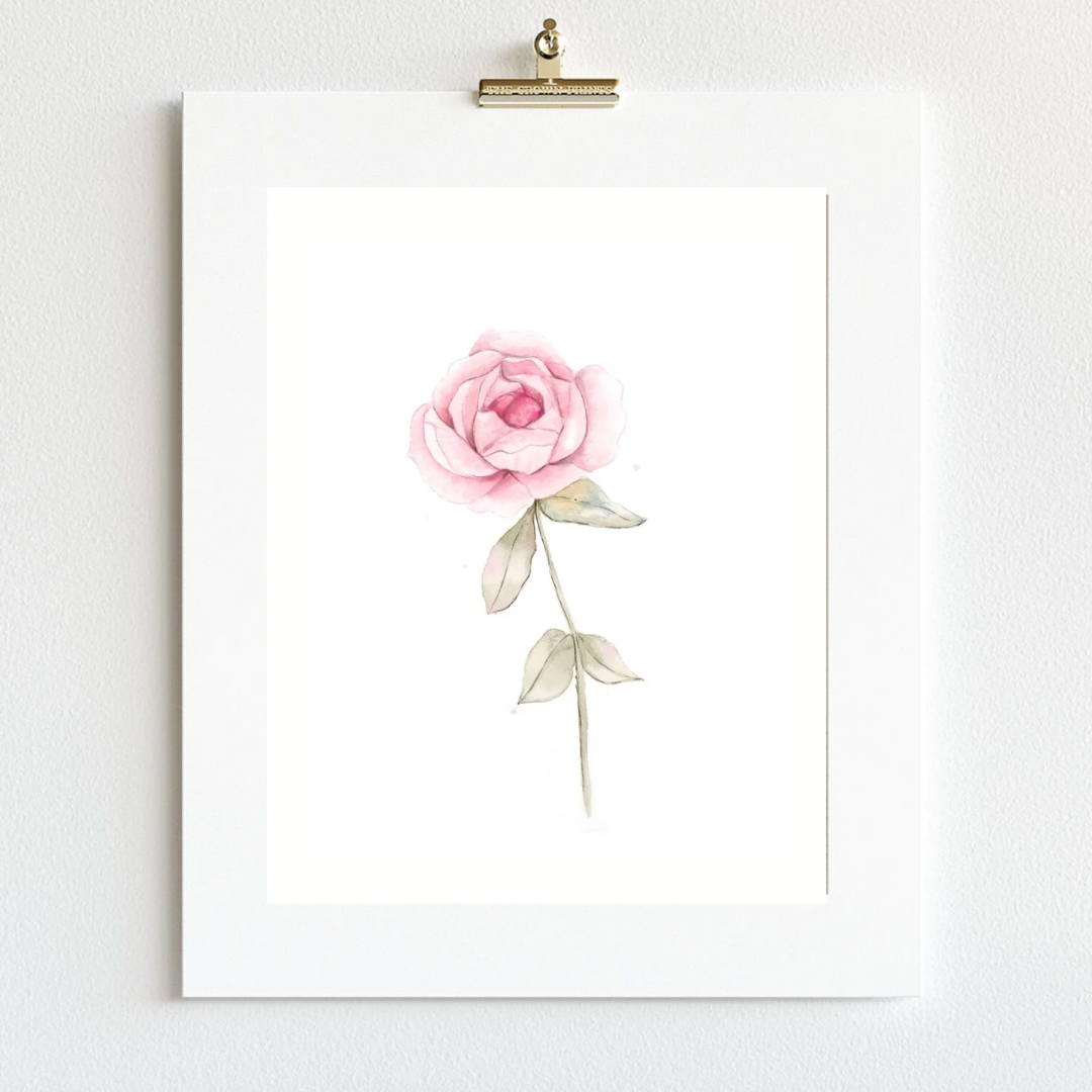 Flower Wall Art - Delicate Watercolor Rose
