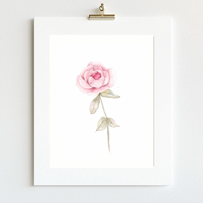 Flower Wall Art - Delicate Watercolor Rose