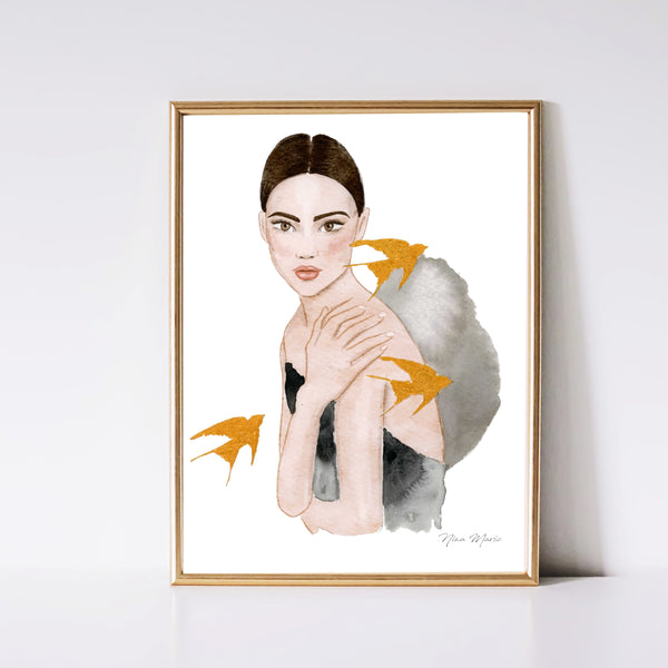 Swallows art print by Nina Maric
