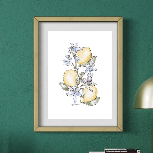 Stylish watercolor lemon prints by Nina Maric Illustrations