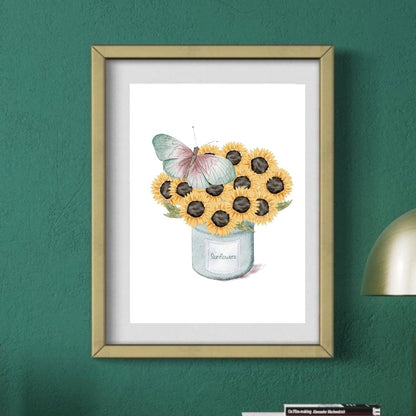 Sunflower Wall Art - Watercolor Home Decor