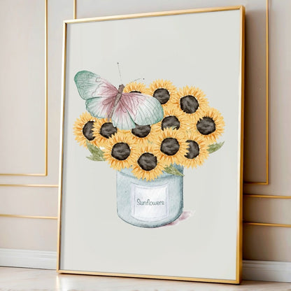 Sunflower Wall Art - Watercolor Home Decor