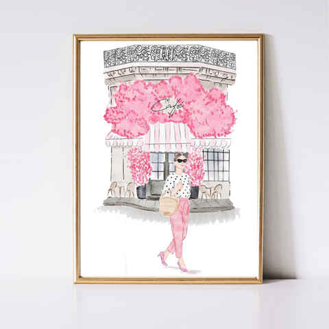 Paris cafe inspired art print by Nina Maric Illustrations