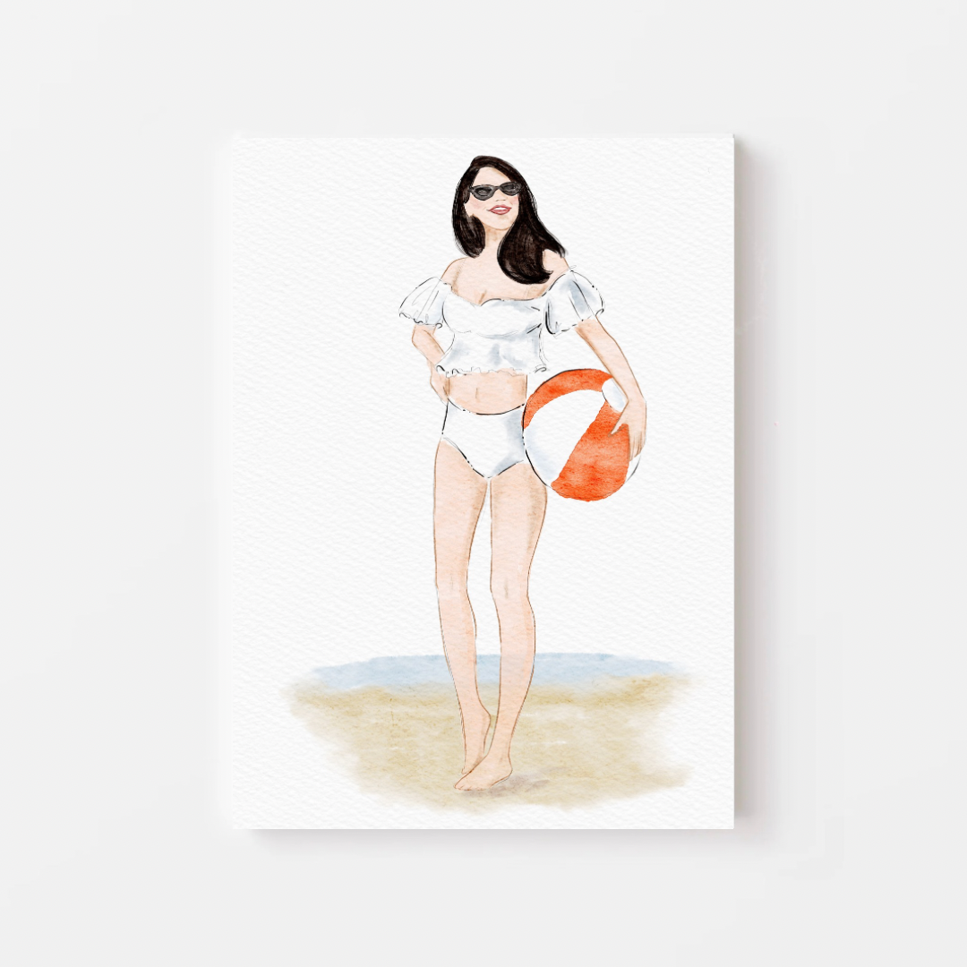 Summer Fashion Art Print – Watercolor Beach Illustration