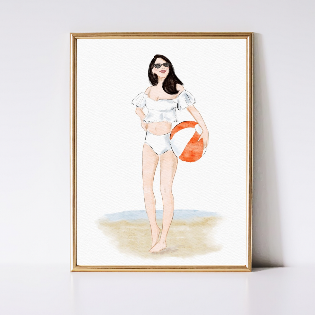 Summer Fashion Art Print – Watercolor Beach Illustration