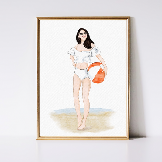 Summer Fashion Art Print – Watercolor Beach Illustration