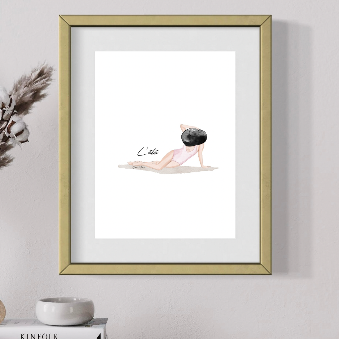 Beach Day Art Print – Watercolor Fashion Illustration