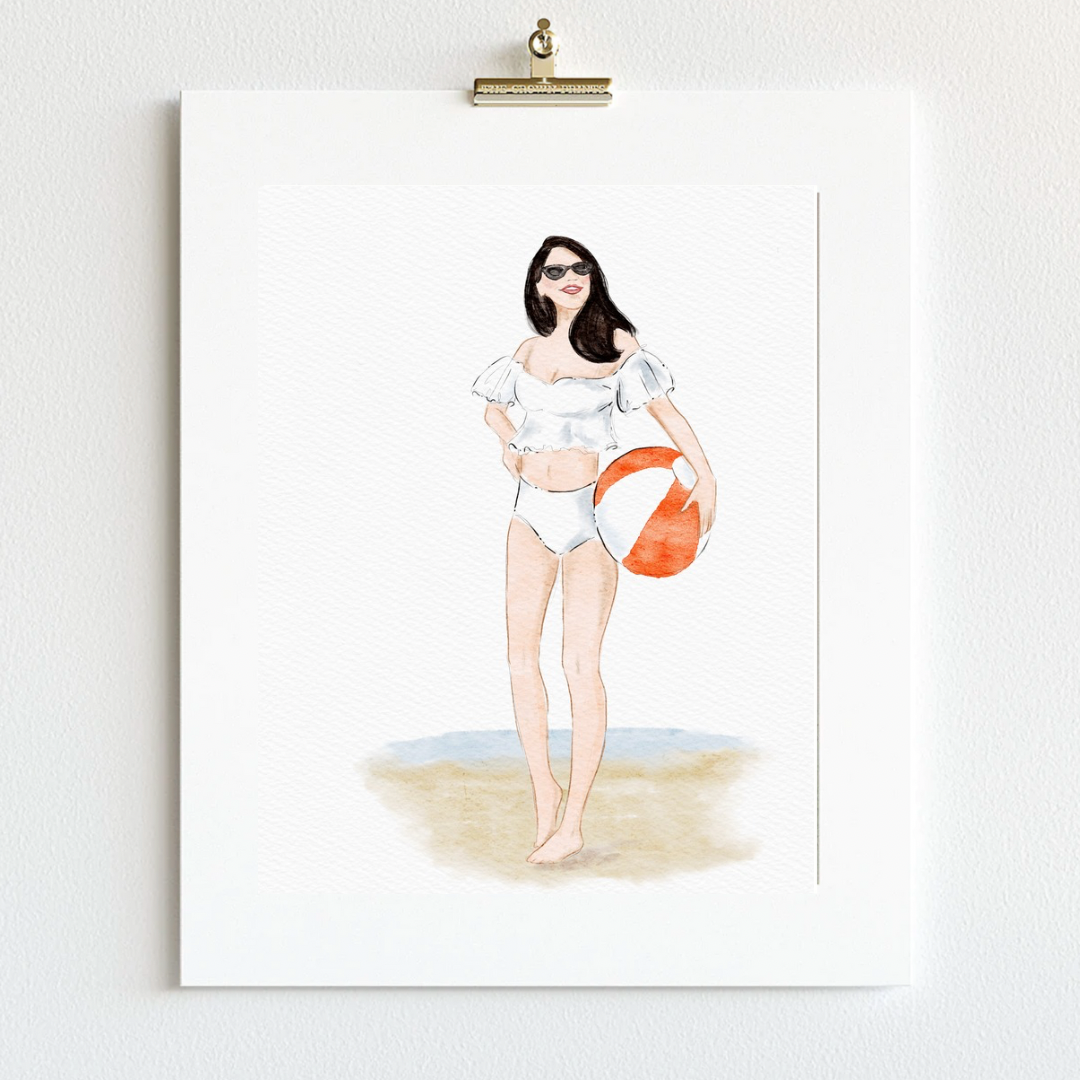 Summer Fashion Art Print – Watercolor Beach Illustration