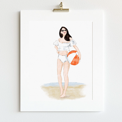 Summer Fashion Art Print – Watercolor Beach Illustration