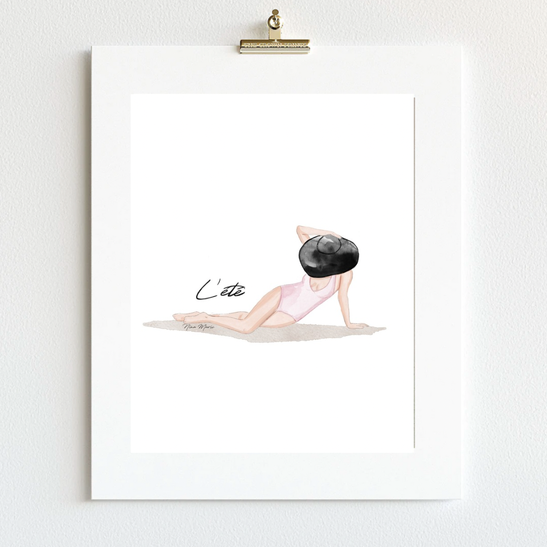 Beach Day Art Print – Watercolor Fashion Illustration