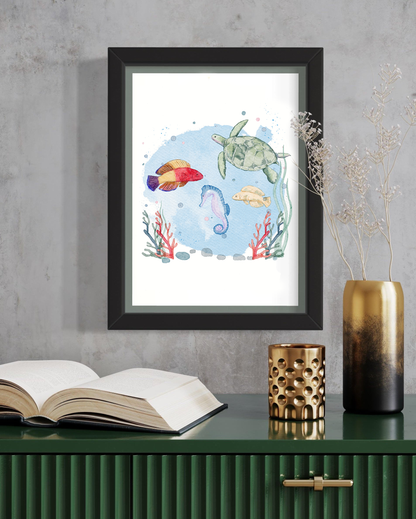 Sea art watercolor print by Nina Maric