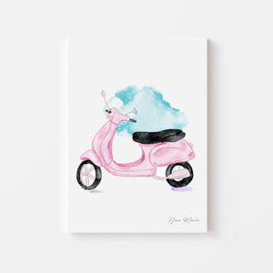 Vintage vespa watercolor print by Nina Maric