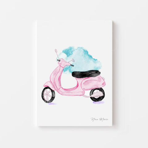 Vintage vespa watercolor print by Nina Maric