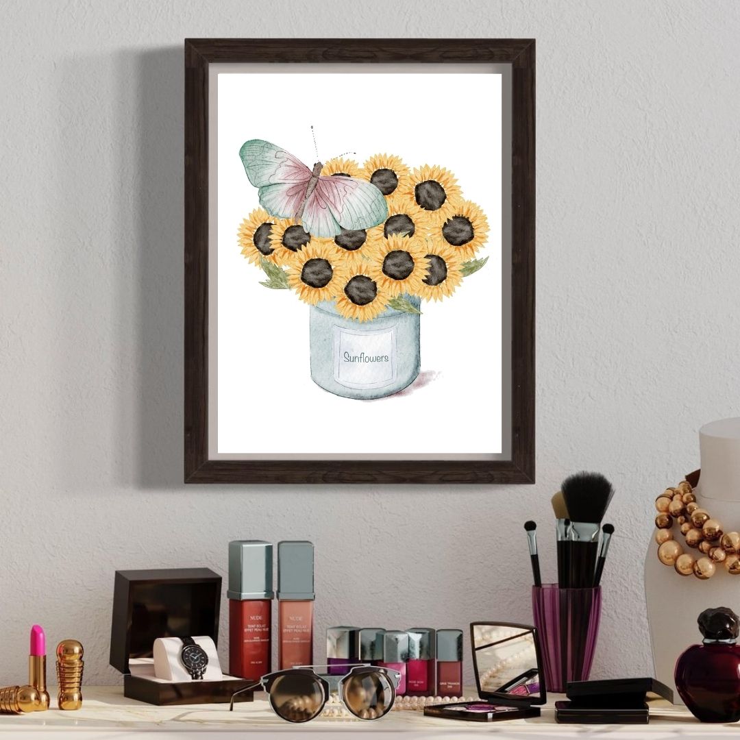 Sunflower Wall Art - Watercolor Home Decor