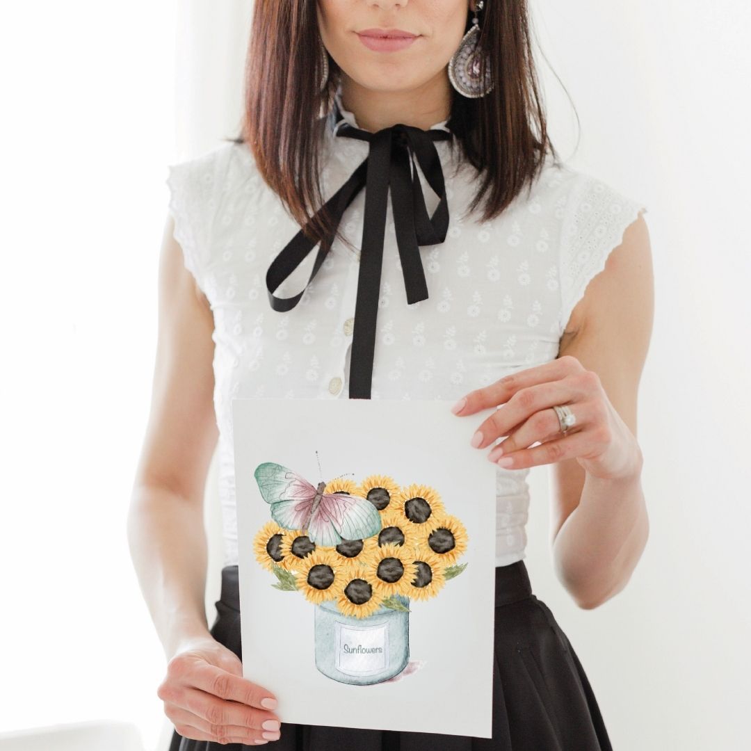 Sunflower Wall Art - Watercolor Home Decor