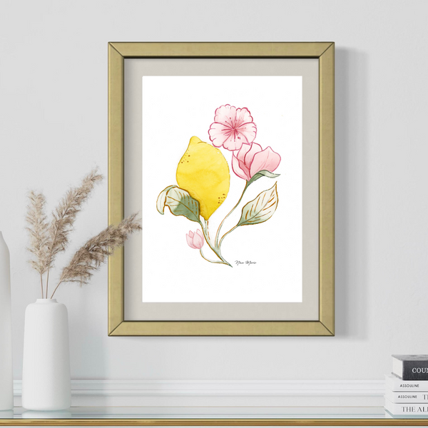 Unique wall art lemon print by Nina Maric Illustrations