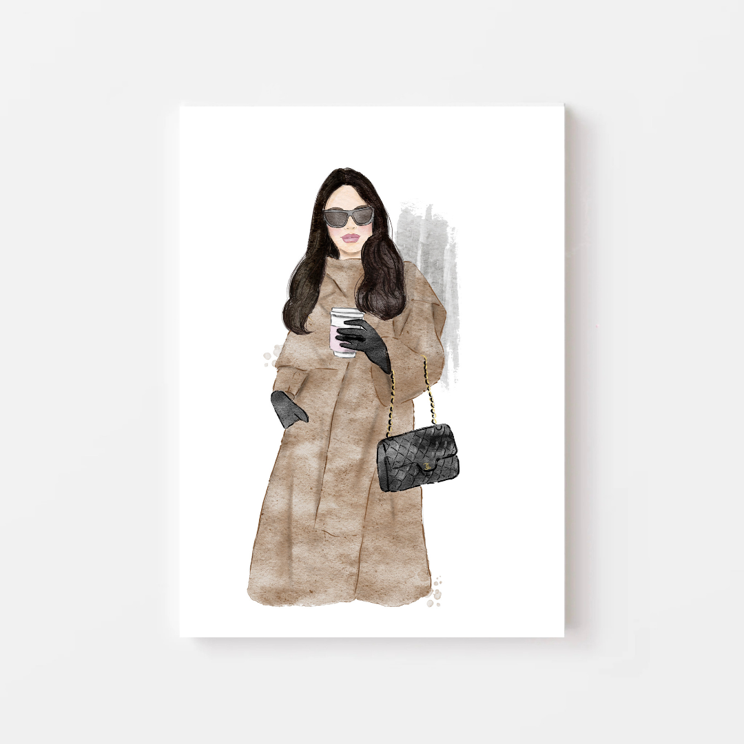 Coffee girl art print by Nina Maric Illustrations