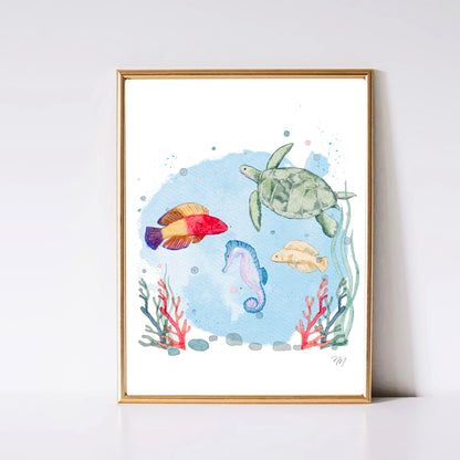Sea home decor watercolor art print by Nina Maric