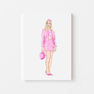 Pink Barbie poster art kids room decor by Nina Maric Illustrations