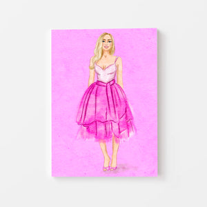 Party Girl: Watercolor Illustration (pink background)