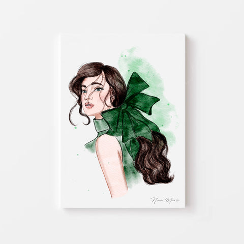 Bowtifully Stylish (Green) - Fashion Art Celebrating the Charms of Bows Art by Nina Maric