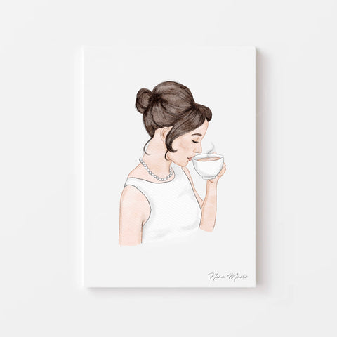 Serene Sip: Watercolor Coffee Print by Nina Maric