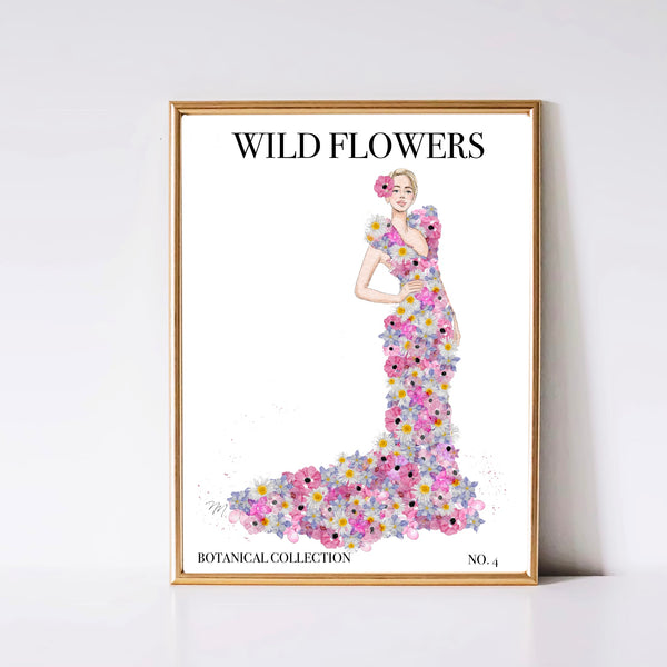 No. 4 Botanical Collection: Wild flowers Floral Watercolor Print by Nina Maric