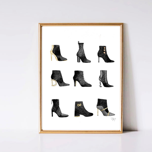 Ode to Black Booties - Fashion Statement in Art Print by Nina Maric