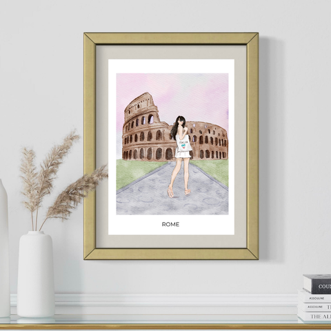 Rome art print fashion illustration living room decor by Nina Maric