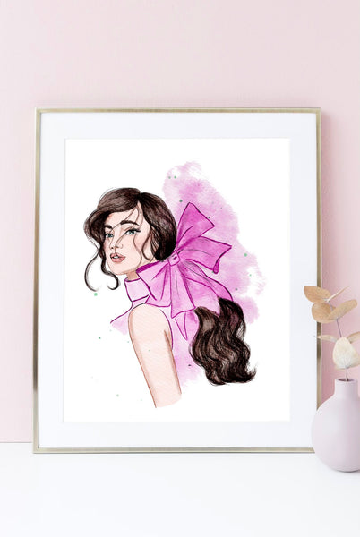 Bowtifully Stylish (Pink) - Fashion Art Celebrating the Charms of Bows Art by Nina Maric