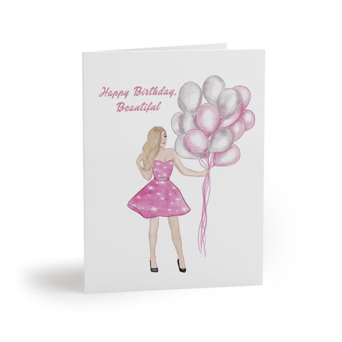 Happy Birthday, Beautiful - Greeting Card (pink dress)