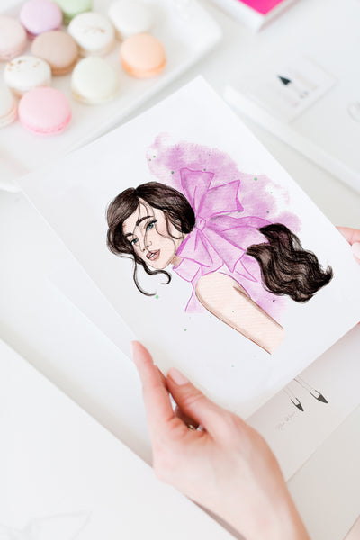 Pink Bow Fashion Illustration