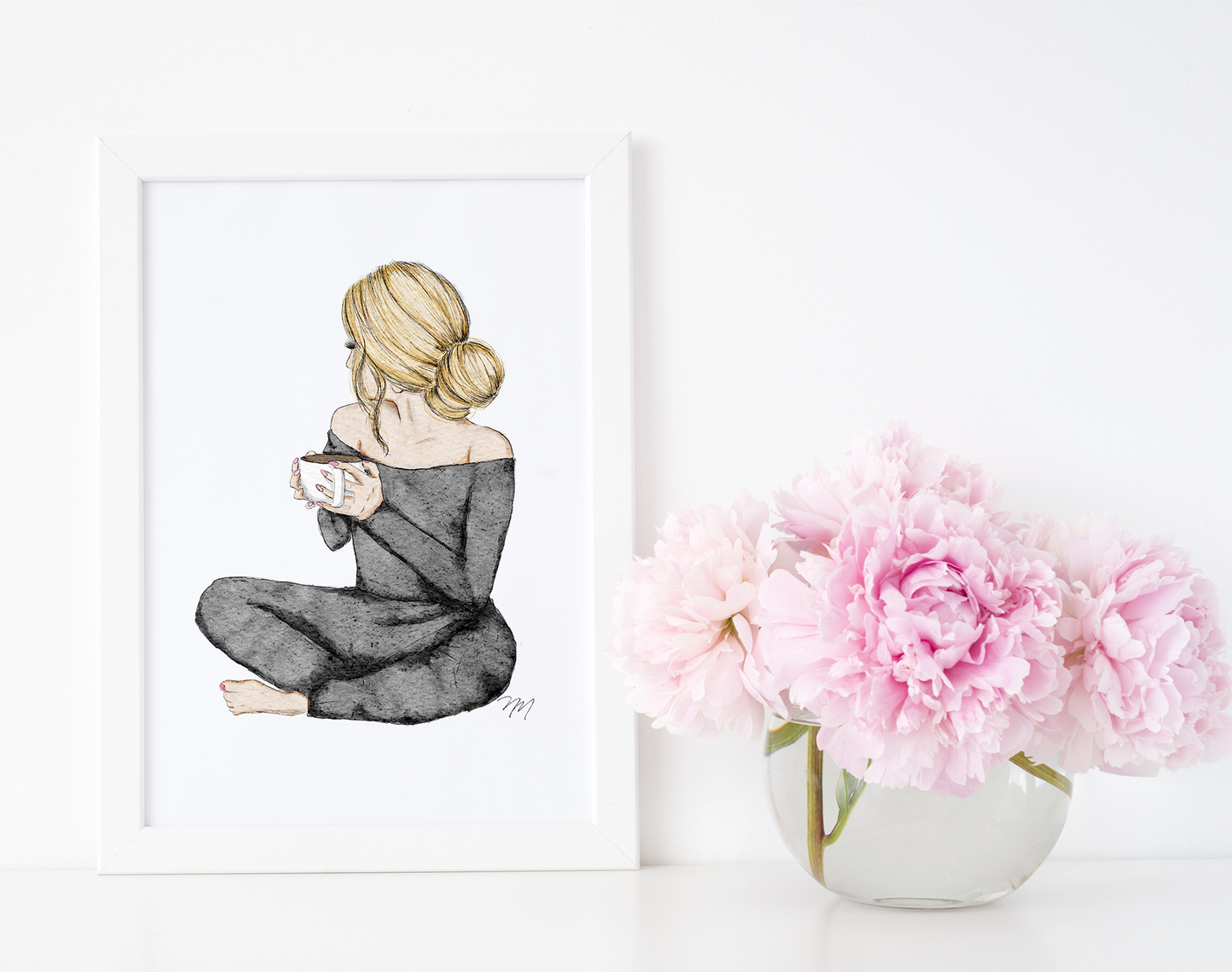 Serene Chic: Calming Fashion Illustration Art Print