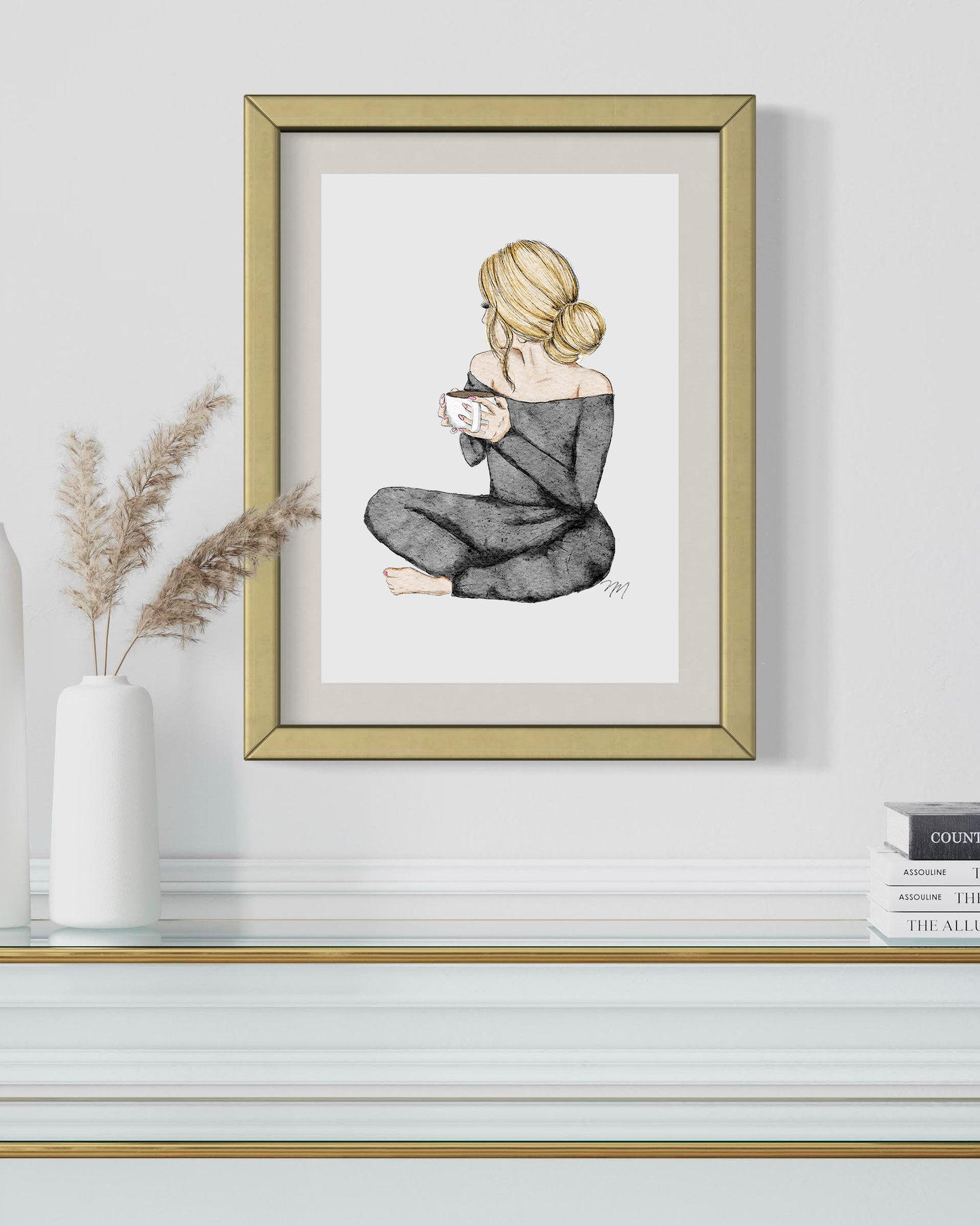 Serene Chic: Calming Fashion Illustration Art Print