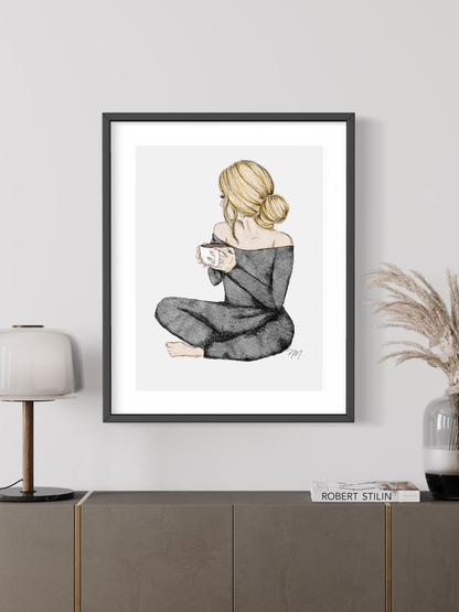 Serene Chic: Calming Fashion Illustration Art Print