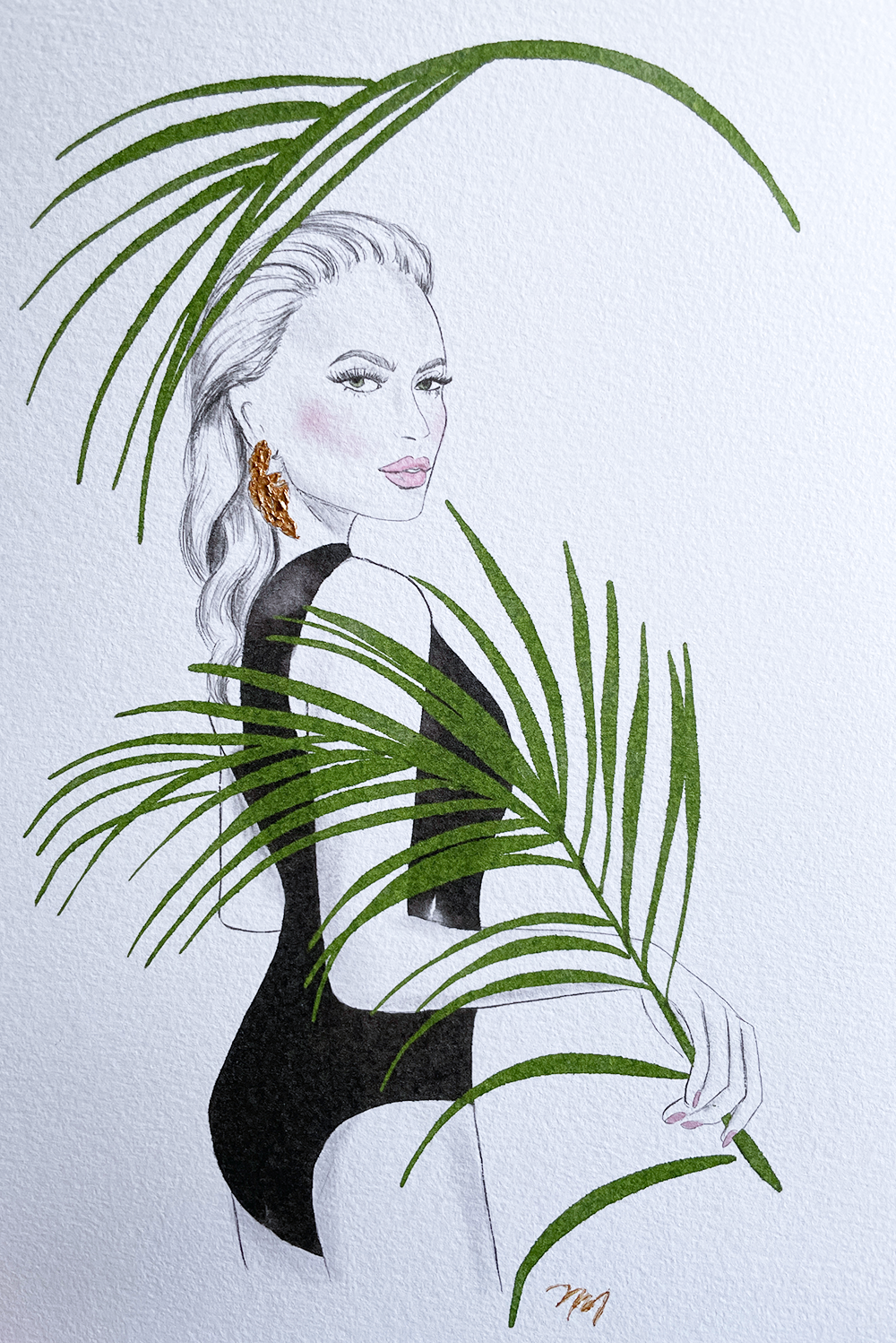 Palm Queen Original Watercolor Painting