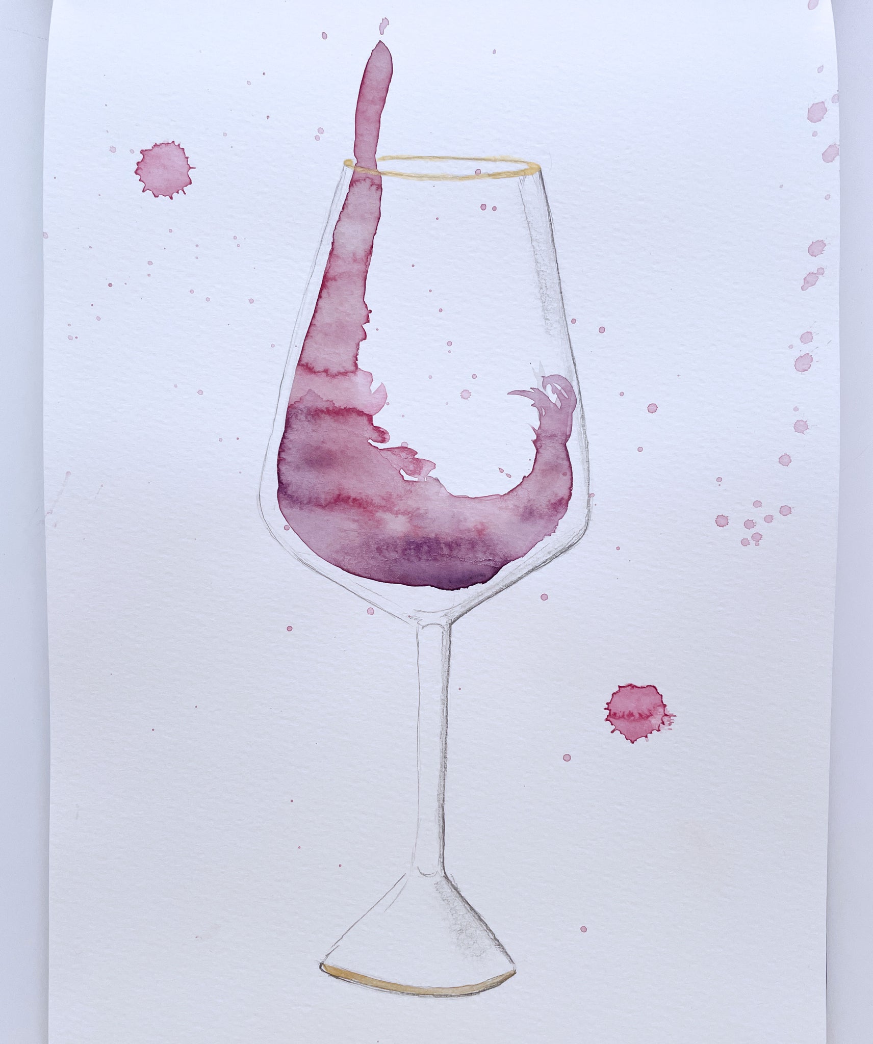 Pour the Wine Dear Original Watercolor Painting